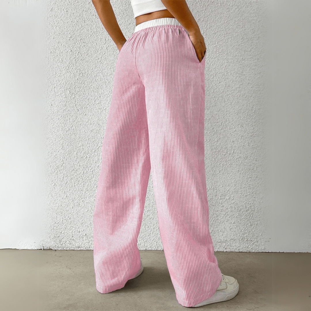 Mason | Women’s Striped Wide Leg Trousers – Lightweight Summer Fit - Mason Luxor Men Fashion