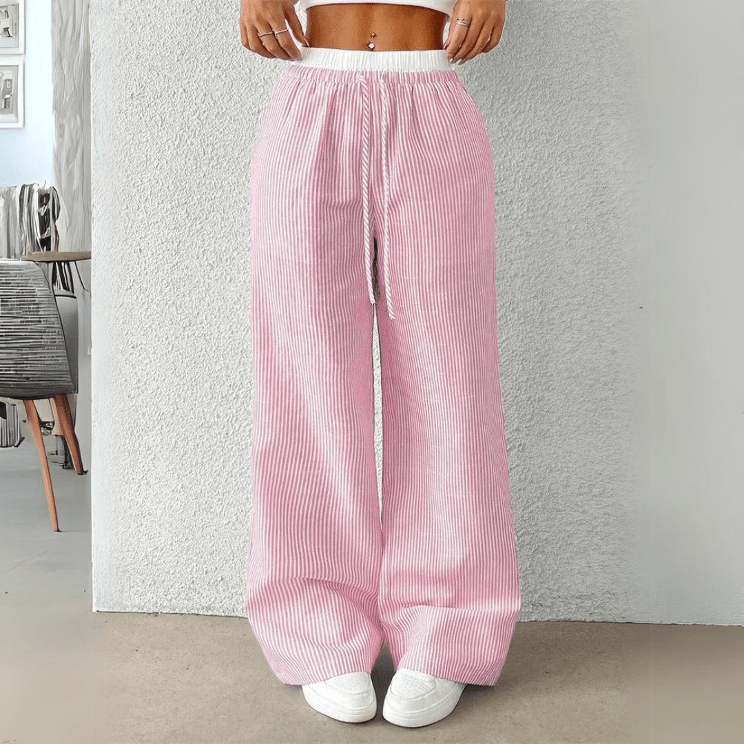 Mason | Women’s Striped Wide Leg Trousers – Lightweight Summer Fit - Mason Luxor Men Fashion