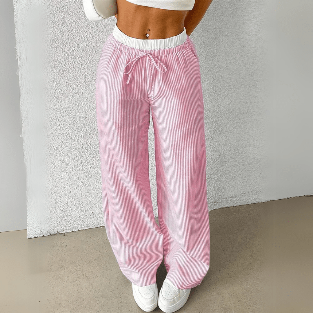 Mason | Women’s Striped Wide Leg Trousers – Lightweight Summer Fit - Mason Luxor Men Fashion