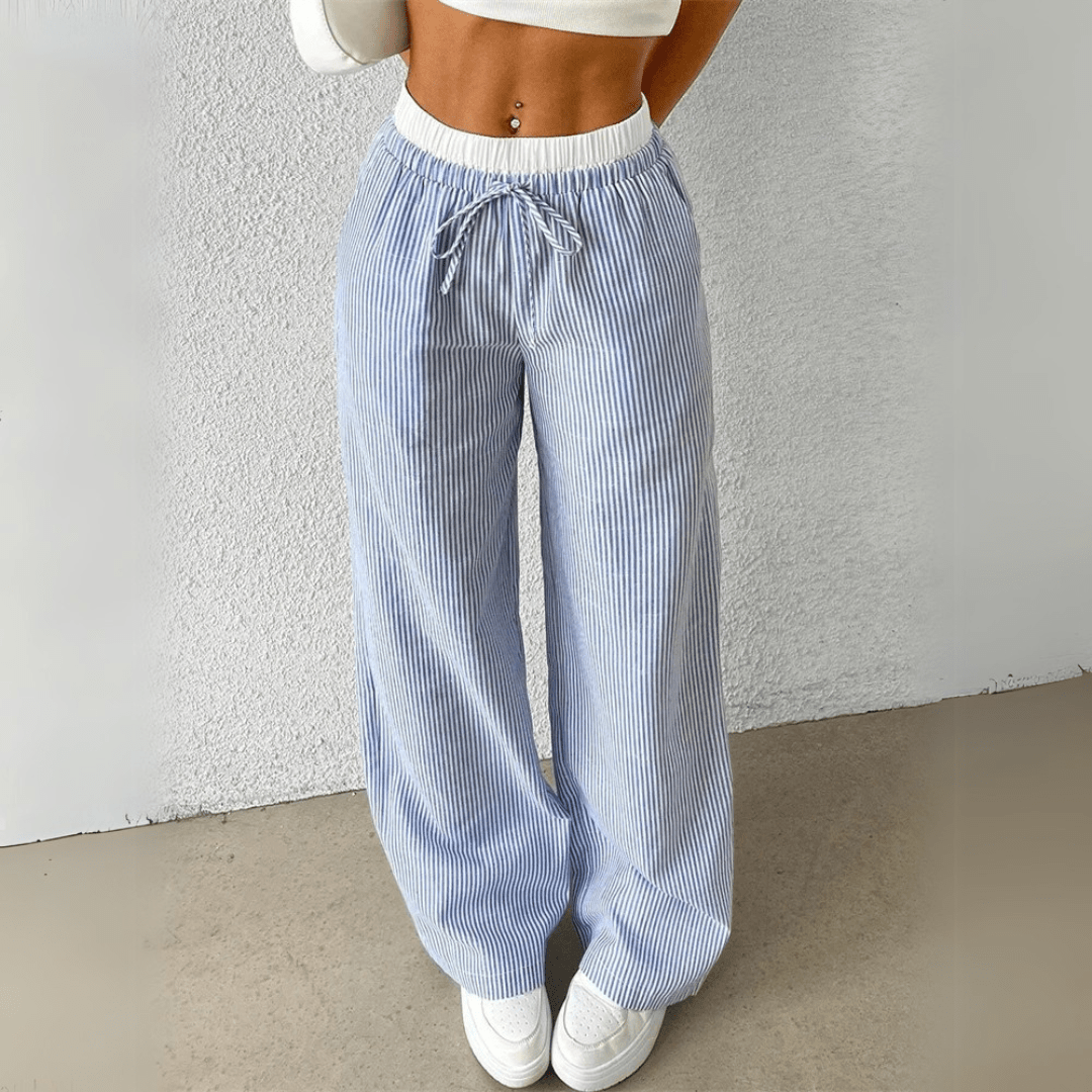 Mason | Women’s Striped Wide Leg Trousers – Lightweight Summer Fit - Mason Luxor Men Fashion