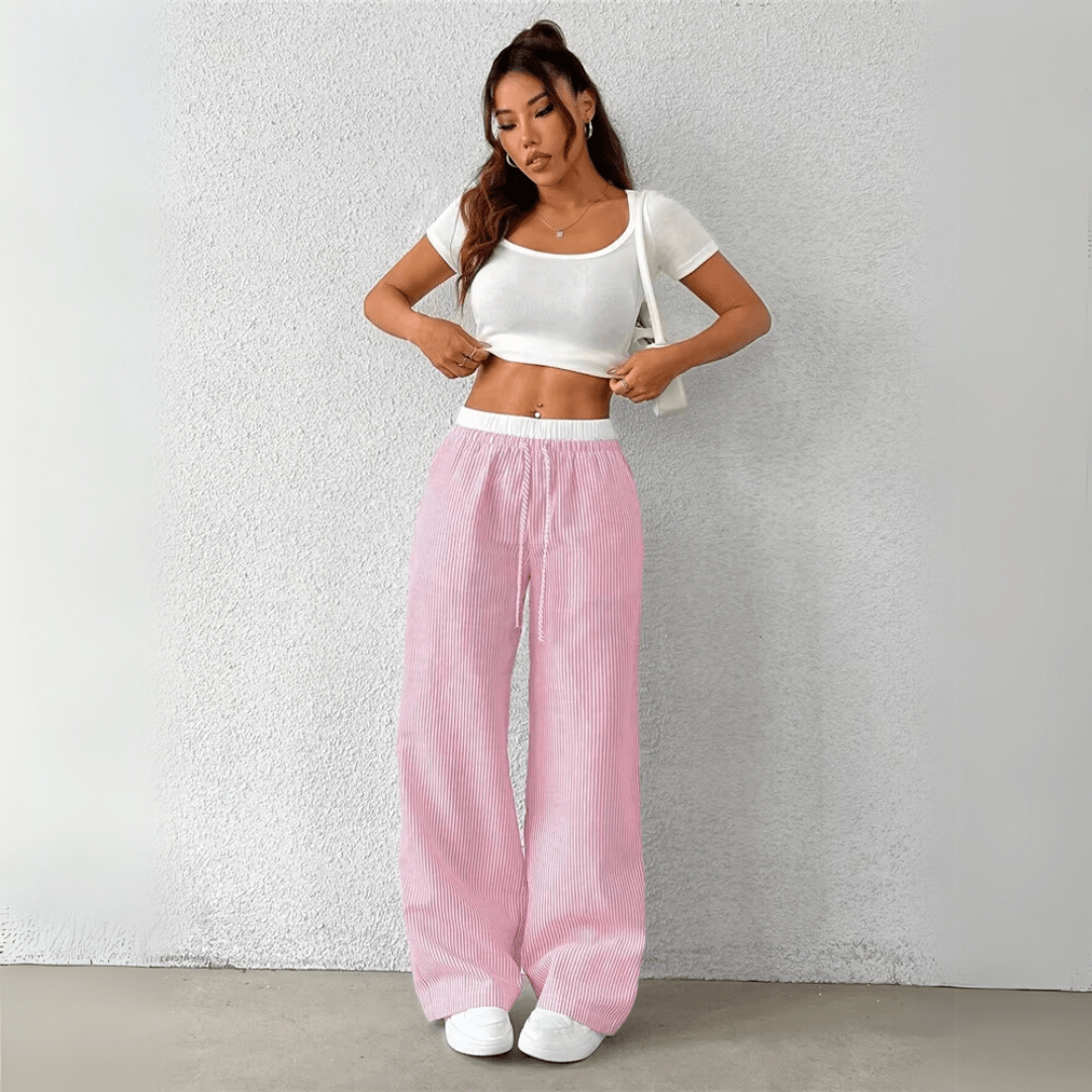 Mason | Women’s Striped Wide Leg Trousers – Lightweight Summer Fit - Mason Luxor Men Fashion