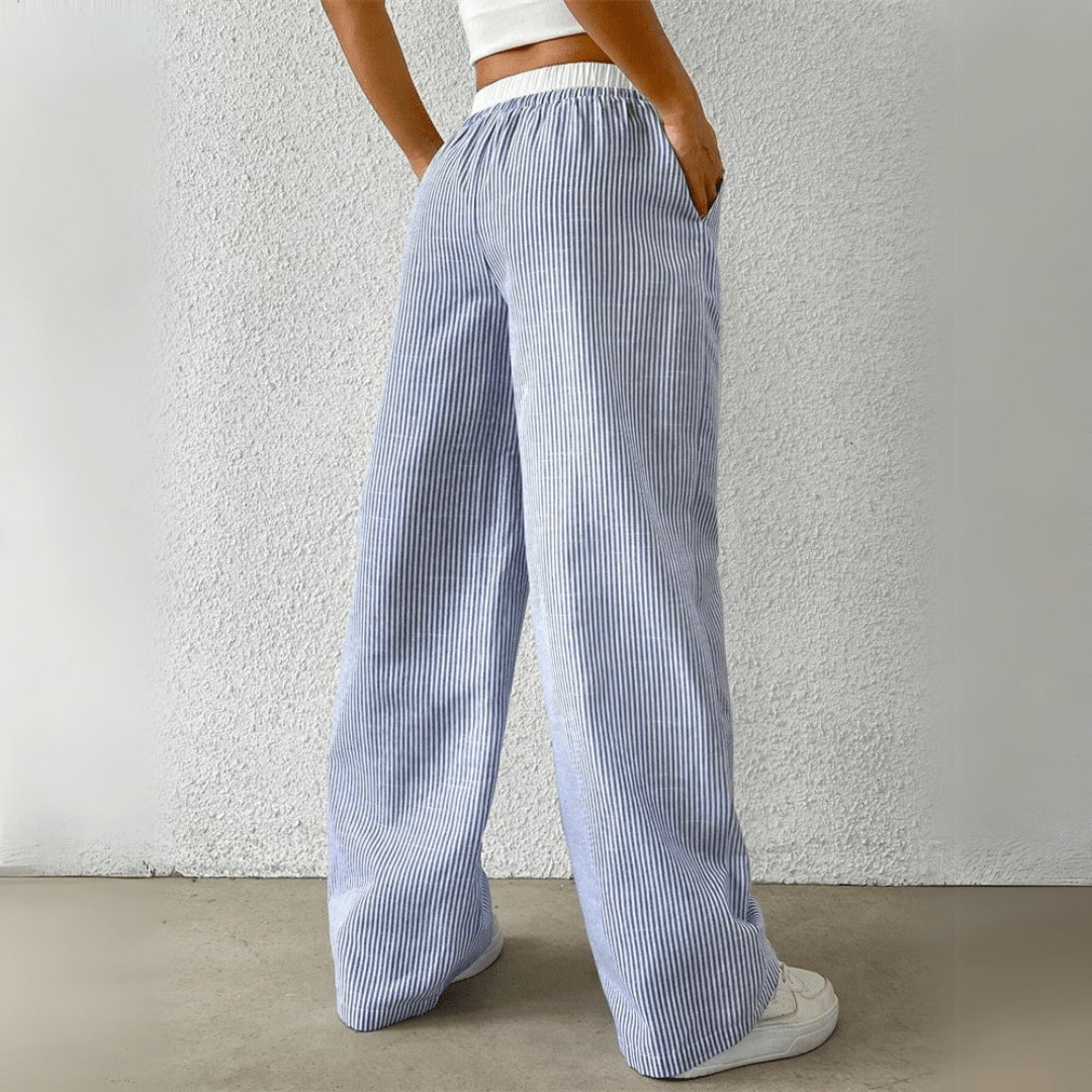 Mason | Women’s Striped Wide Leg Trousers – Lightweight Summer Fit - Mason Luxor Men Fashion