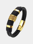 Men Minimalist Leather Bracelet - Cross & Crown - Mason Luxor Men Fashion