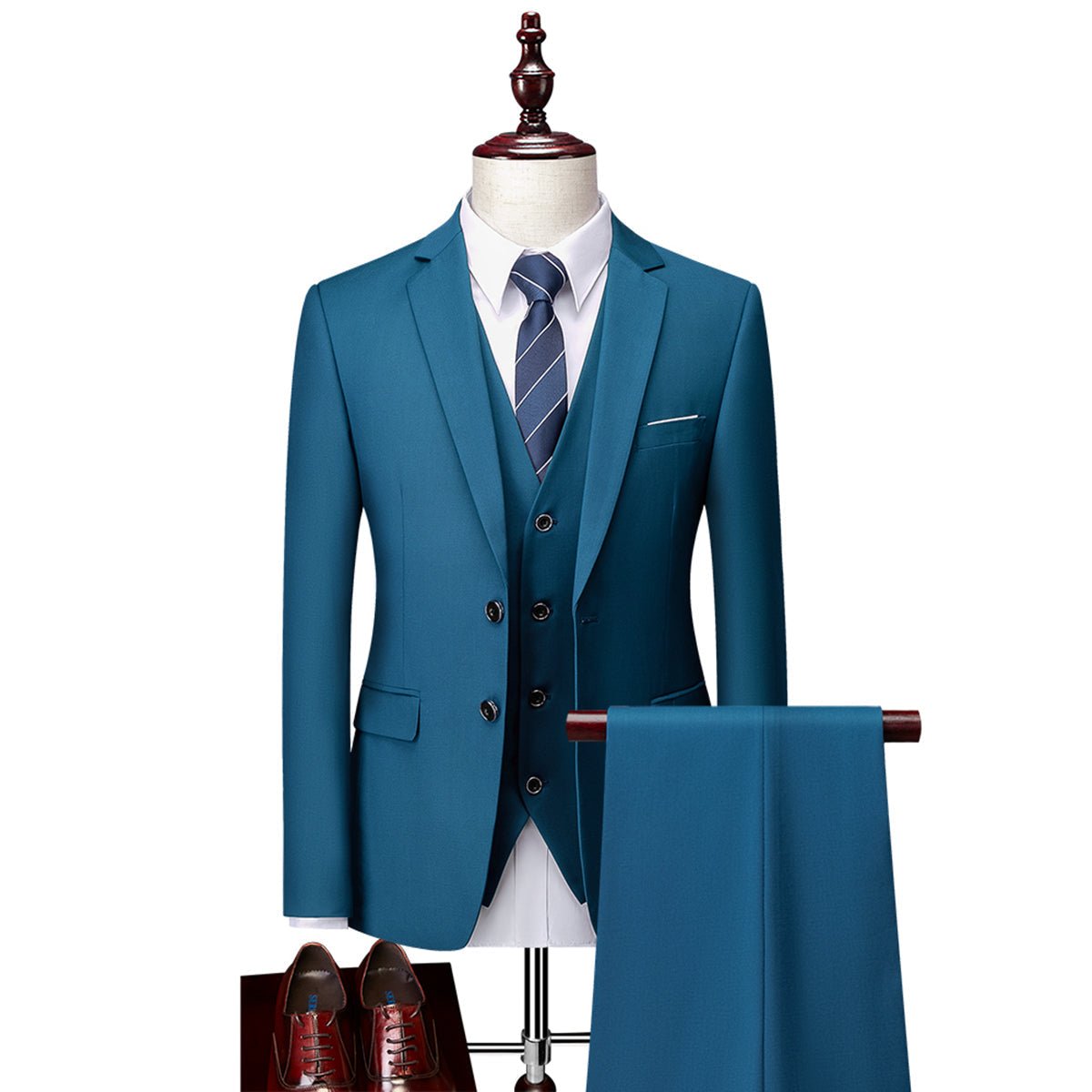 Men’s 3 - Piece Wedding Suits With Buttoned Vest | Business - Mason Luxor