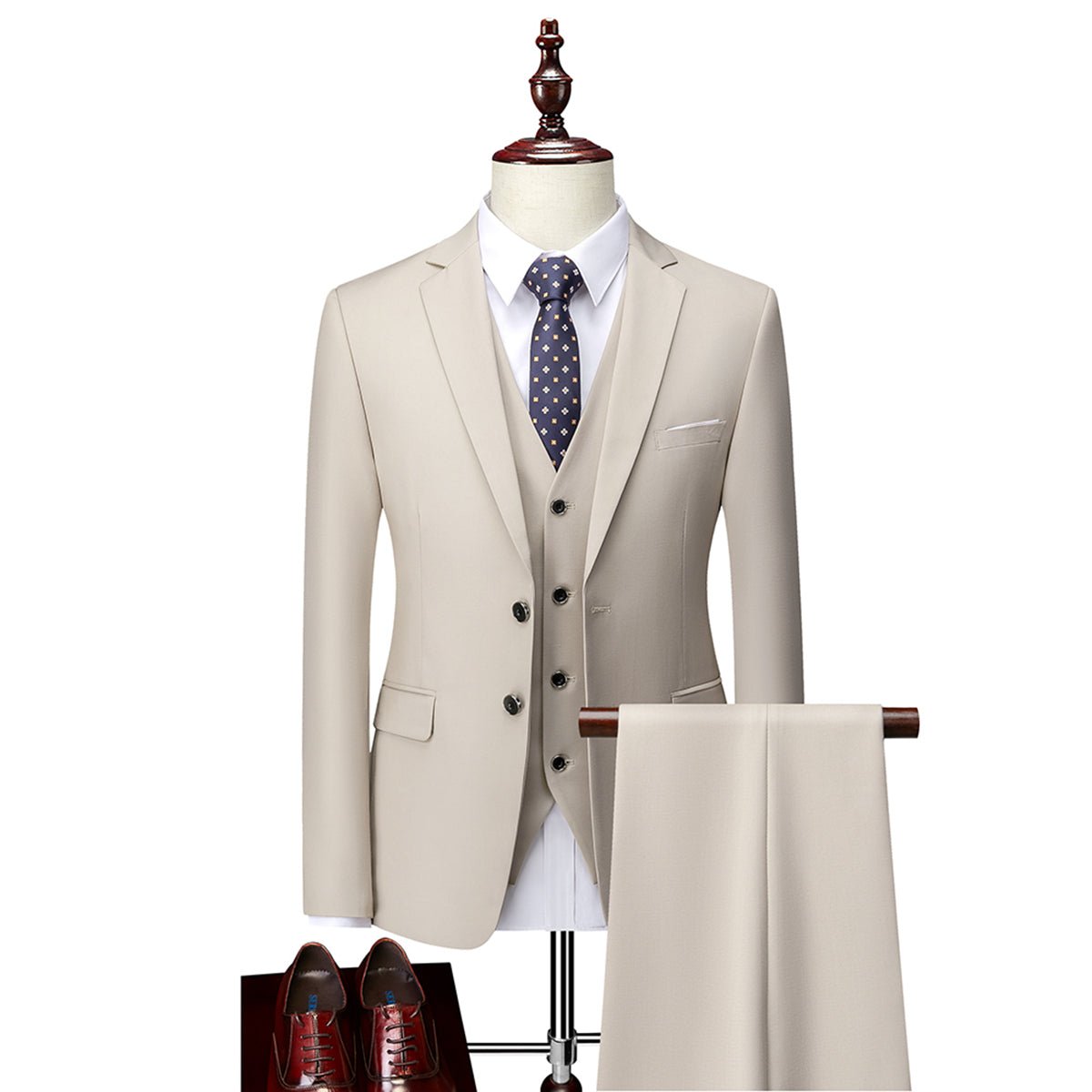 Men’s 3 - Piece Wedding Suits With Buttoned Vest | Business - Mason Luxor