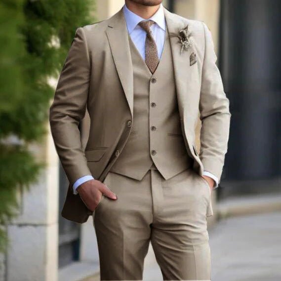 Men’s 3 - Piece Wedding Suits With Lapel Collar | Formal - Mason Luxor