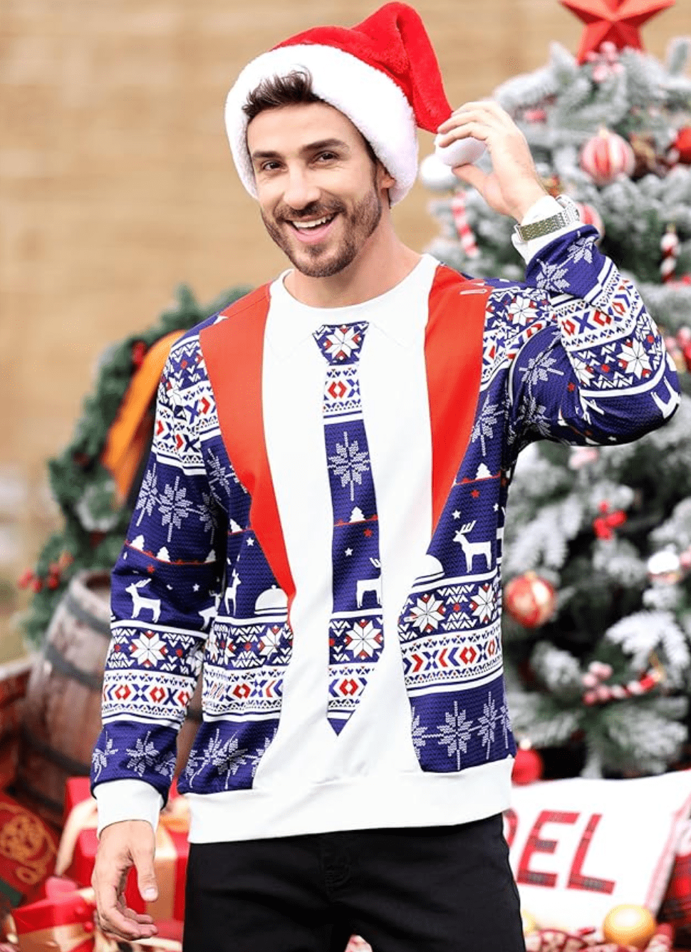 Men’s 3D Christmas Jumper With Suit And Tie Design | Novelty - Mason Luxor
