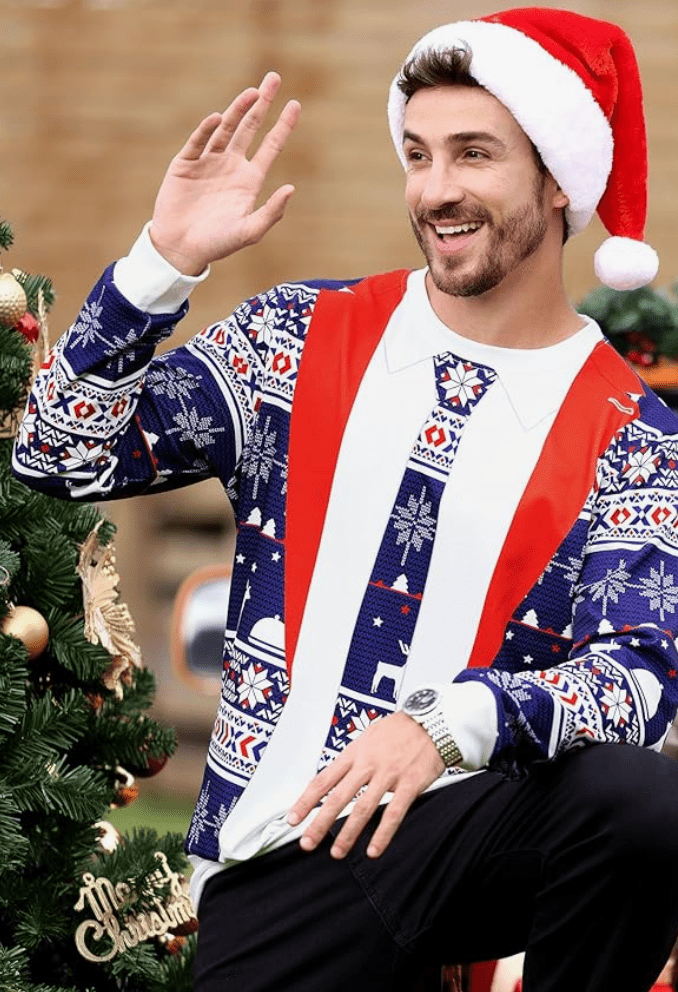 Men’s 3D Christmas Jumper With Suit And Tie Design | Novelty - Mason Luxor