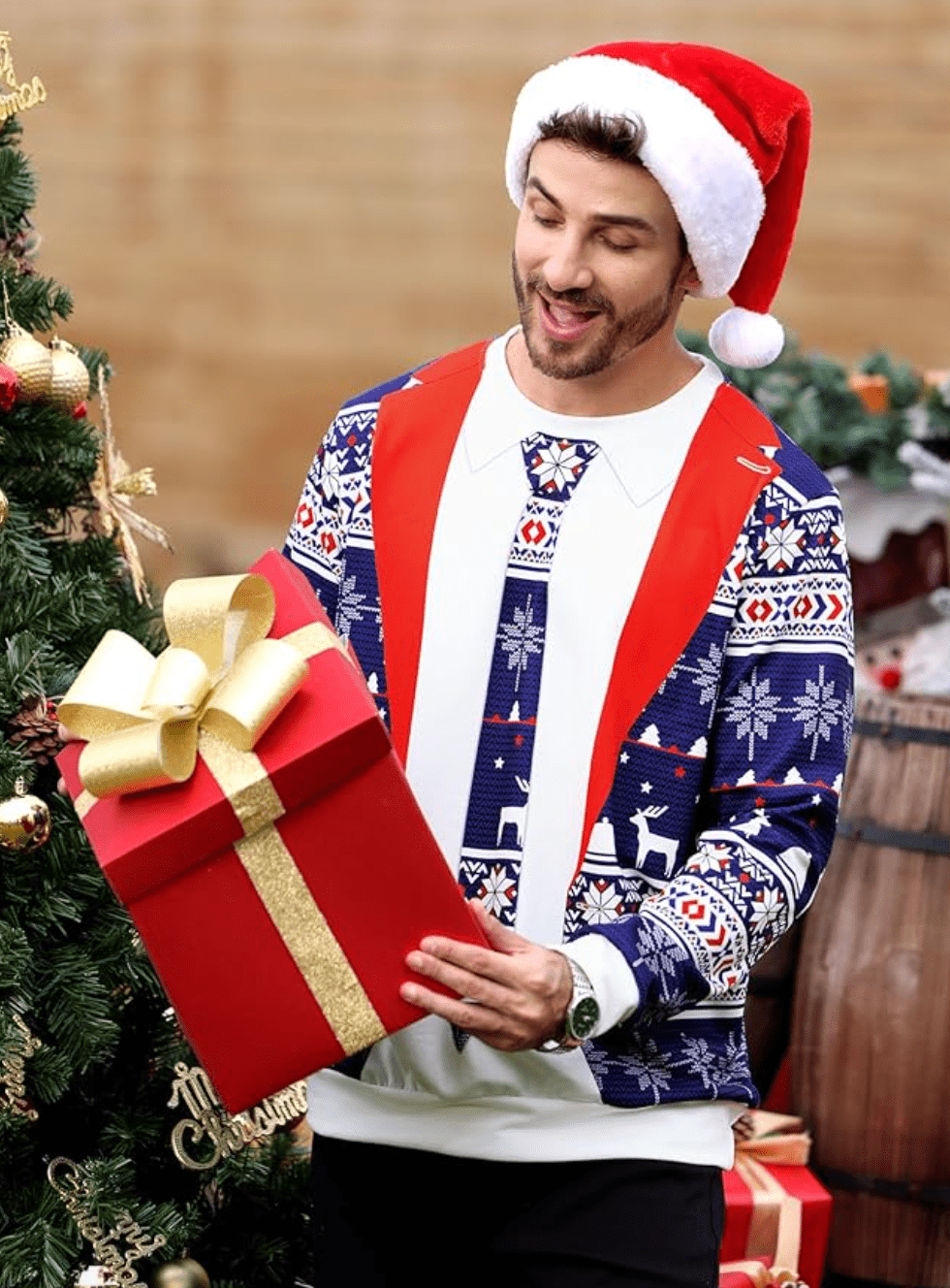 Men’s 3D Christmas Jumper With Suit And Tie Design | Novelty - Mason Luxor
