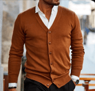 Men’s Camel Cardigan With V Neck | Classic - Mason Luxor