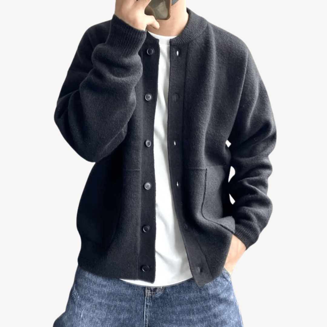 Men’s Cardigan with Button Front | Crew Neck - Mason Luxor