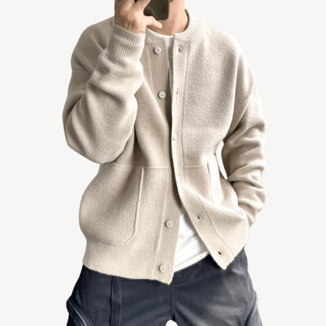 Men’s Cardigan with Button Front | Crew Neck - Mason Luxor