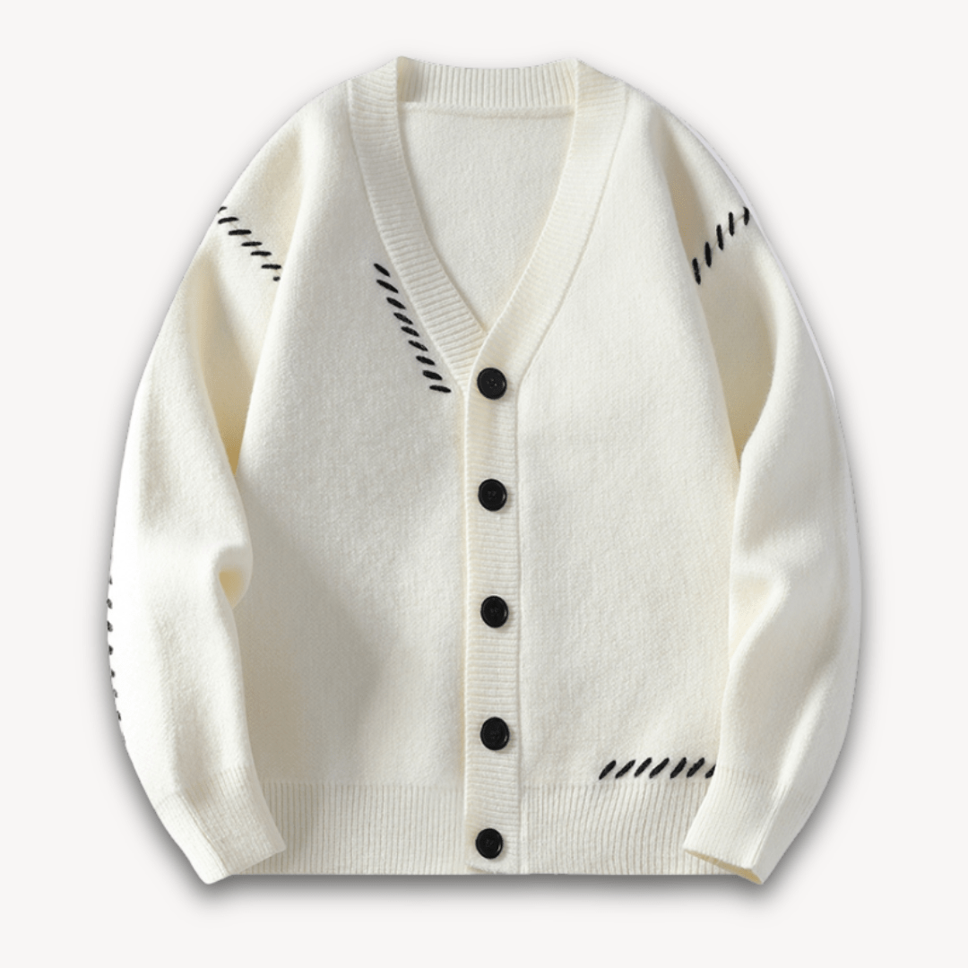 Men’s Cardigan with Pattern Detail | V - Neck - Mason Luxor