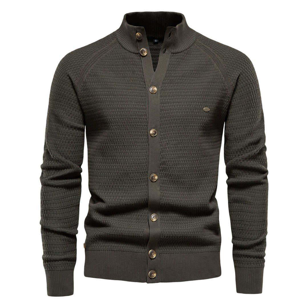 Men’s Cardigan With Stand Collar | Knit - Mason Luxor