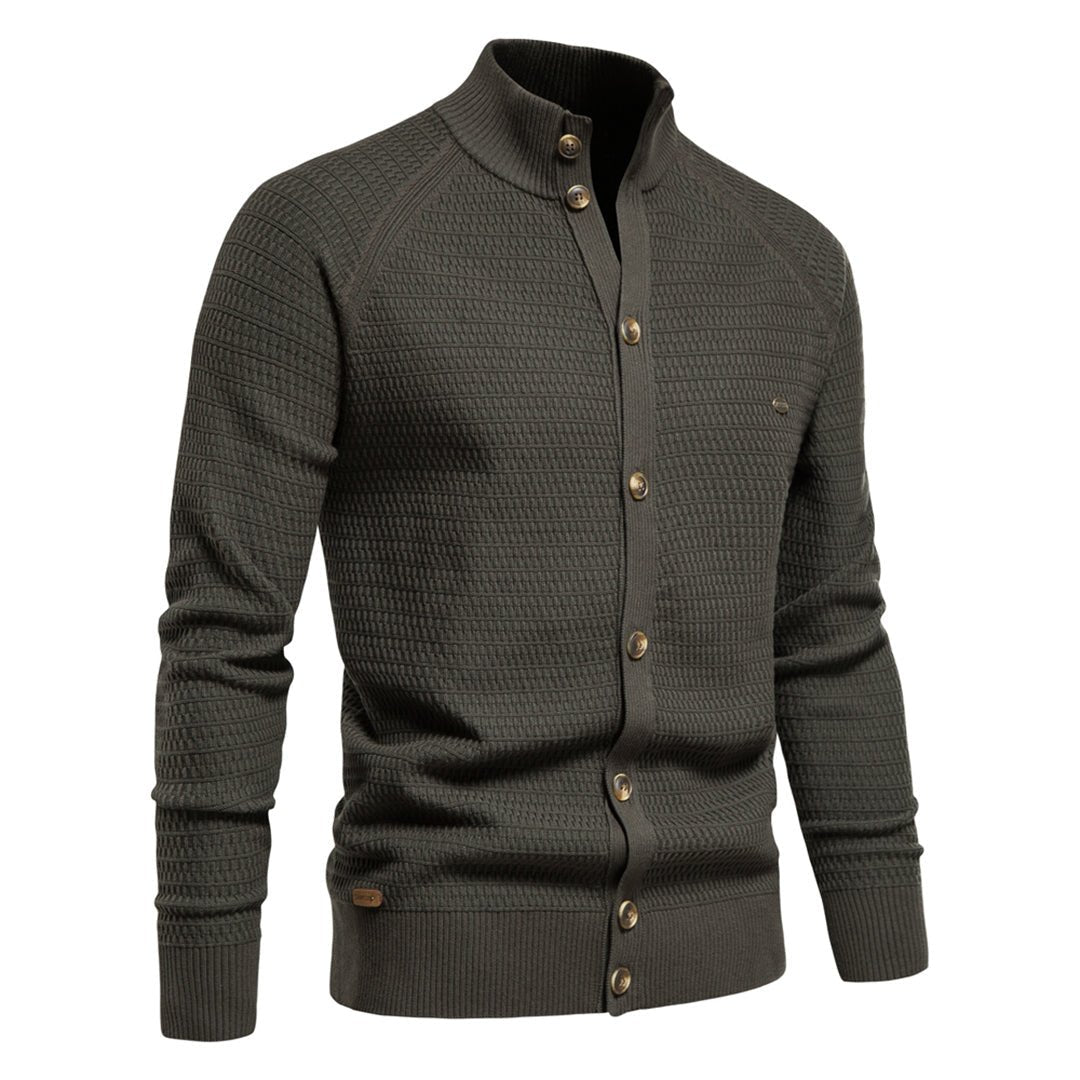 Men’s Cardigan With Stand Collar | Knit - Mason Luxor