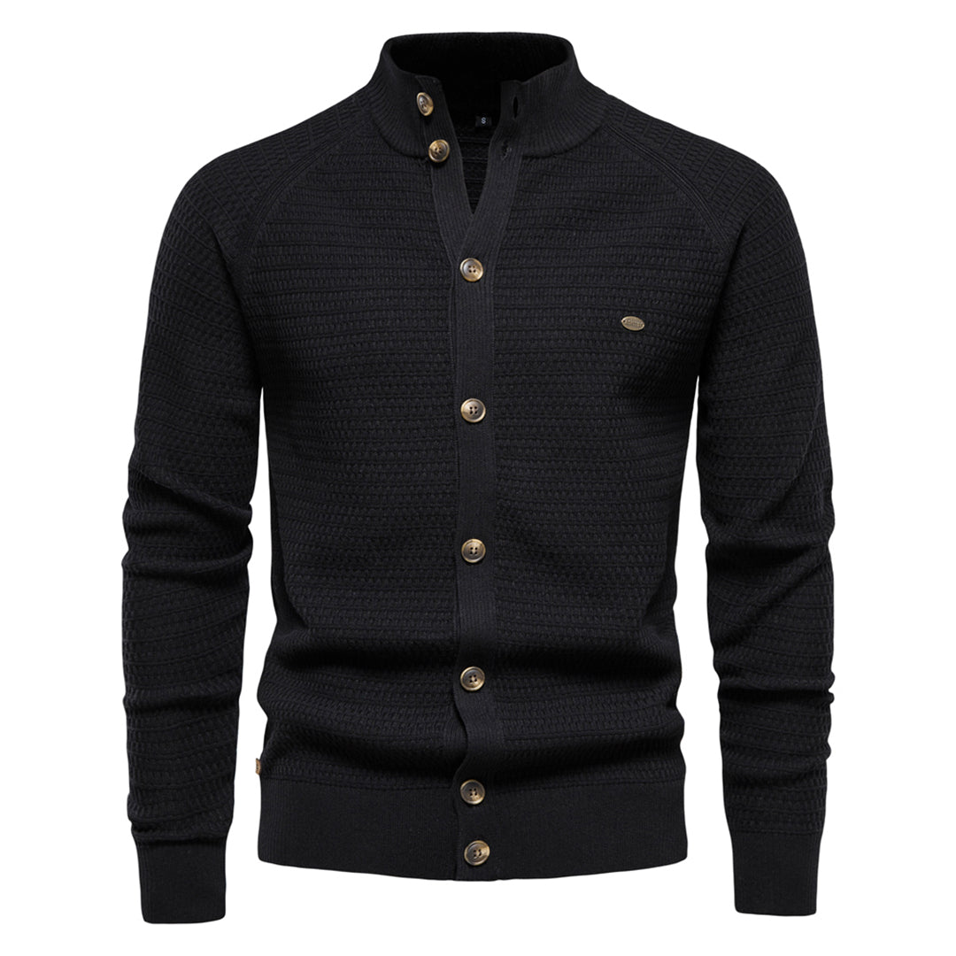 Men’s Cardigan With Stand Collar | Knit - Mason Luxor