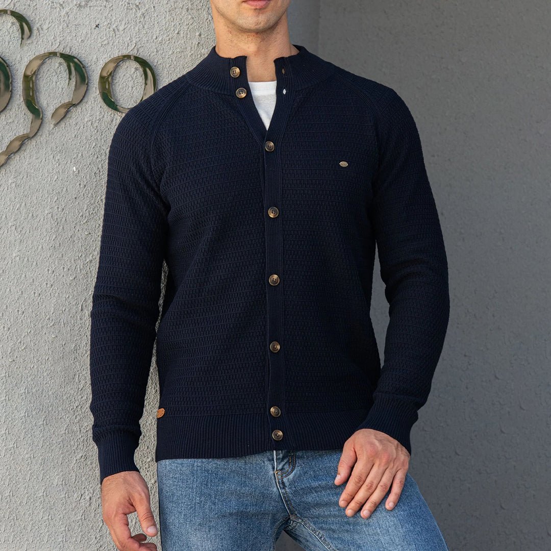 Men’s Cardigan With Stand Collar | Knit - Mason Luxor