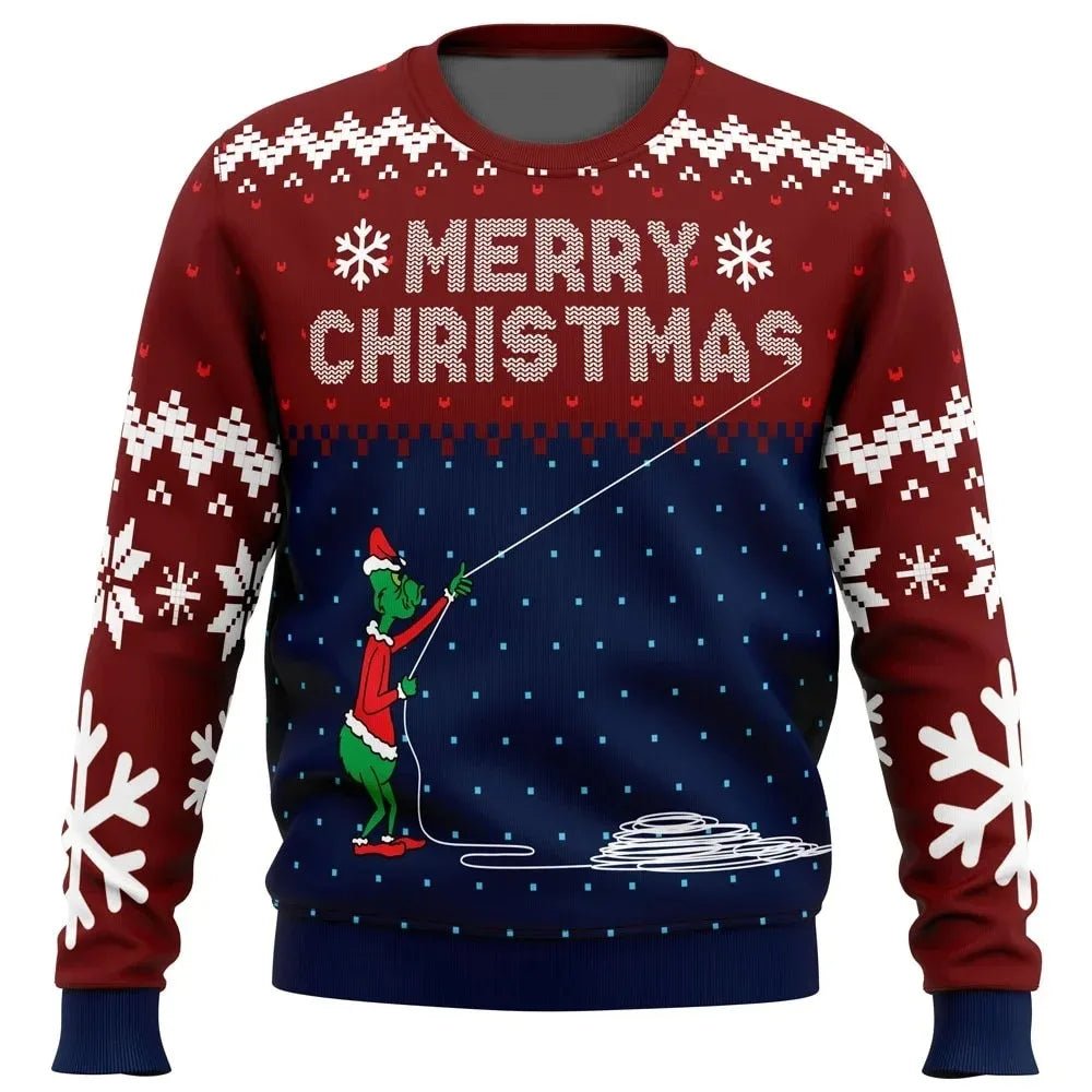 Men’s Christmas Jumper With Funny Grinch Prints | Novelty - Mason Luxor