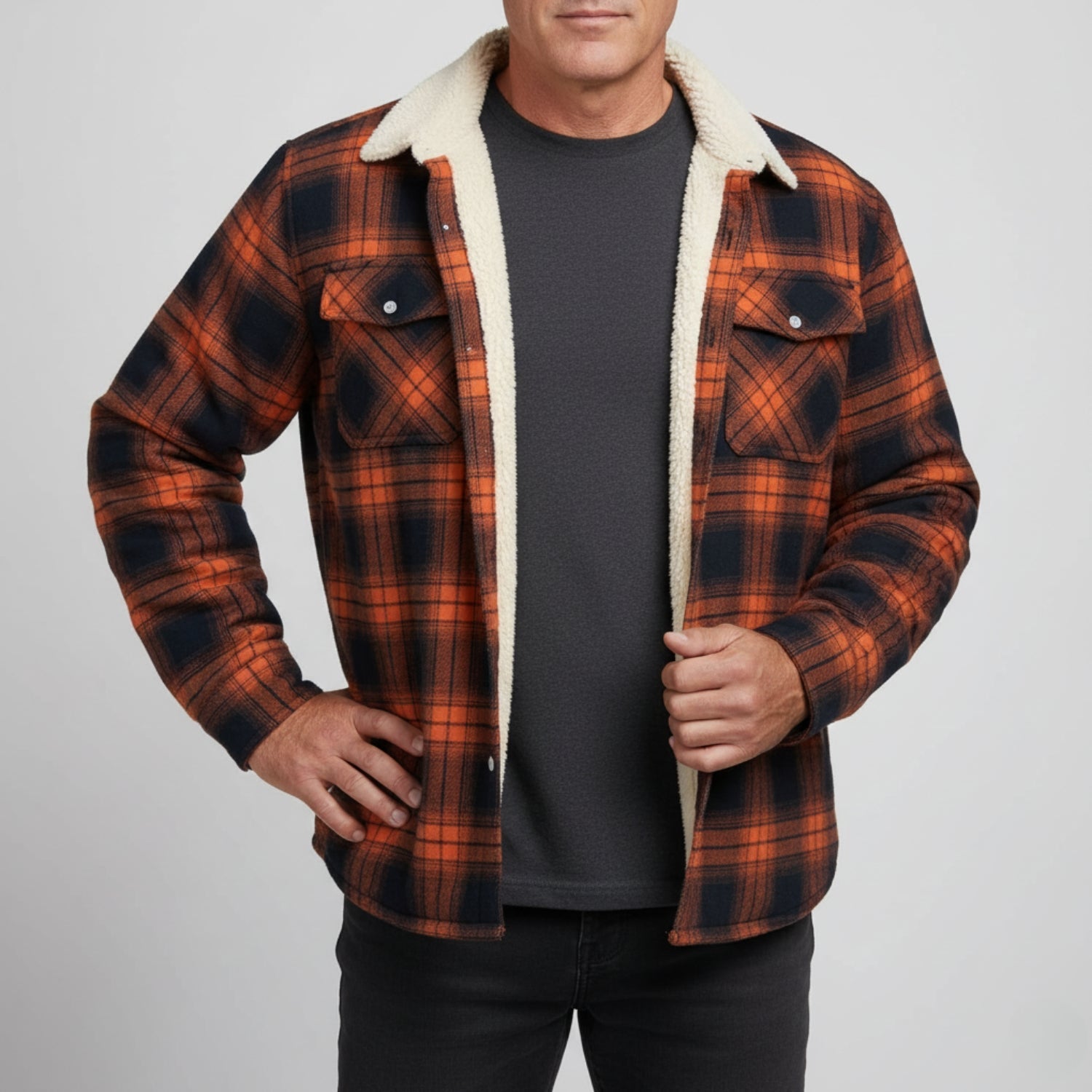 Men’s Fleece Jacket With Check Pattern | Winter - Mason Luxor