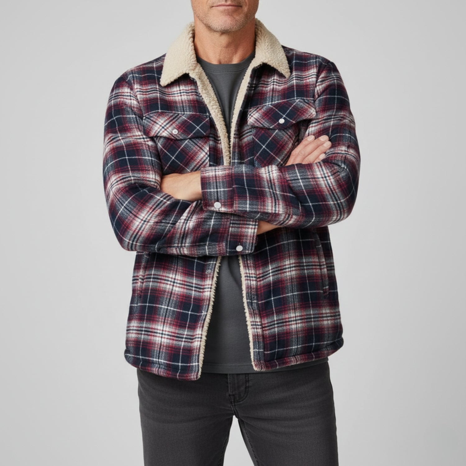 Men’s Fleece Jacket With Check Pattern | Winter - Mason Luxor