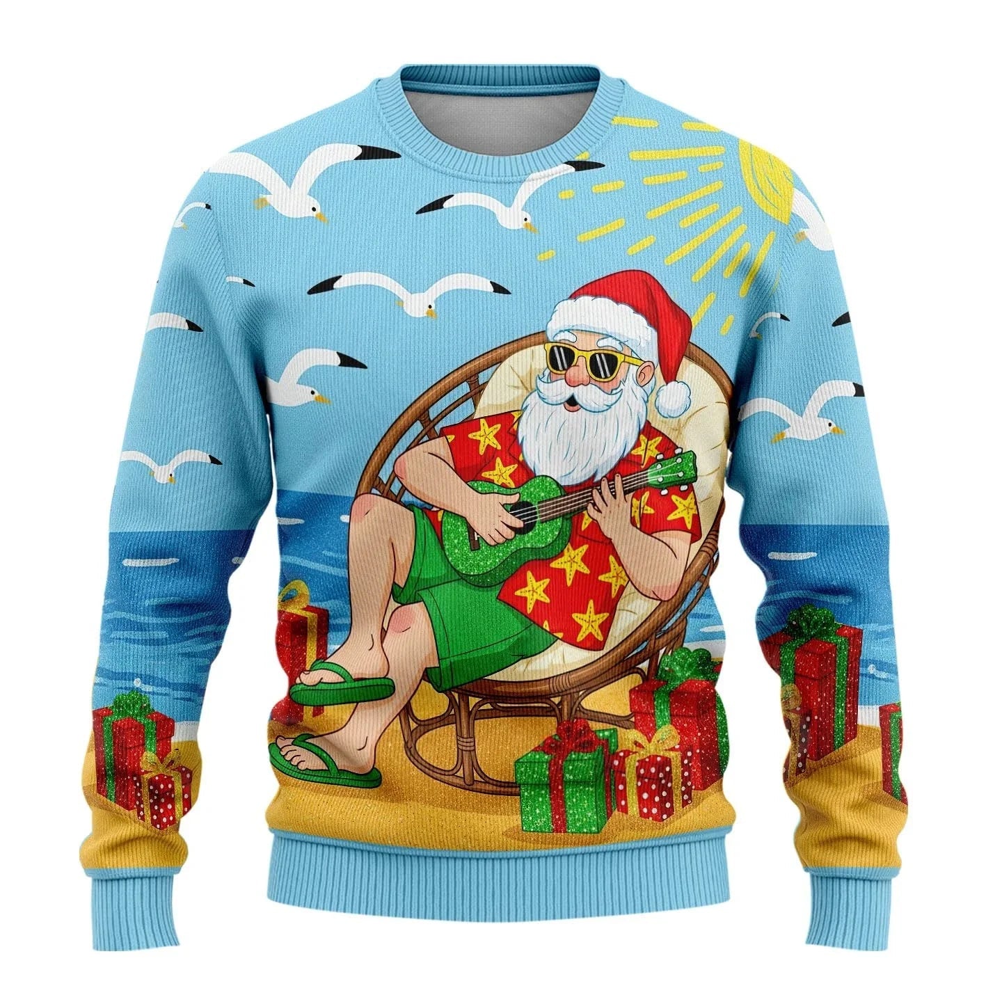 Men’s Knitted Christmas Jumper With Santa Print | Festive - Mason Luxor