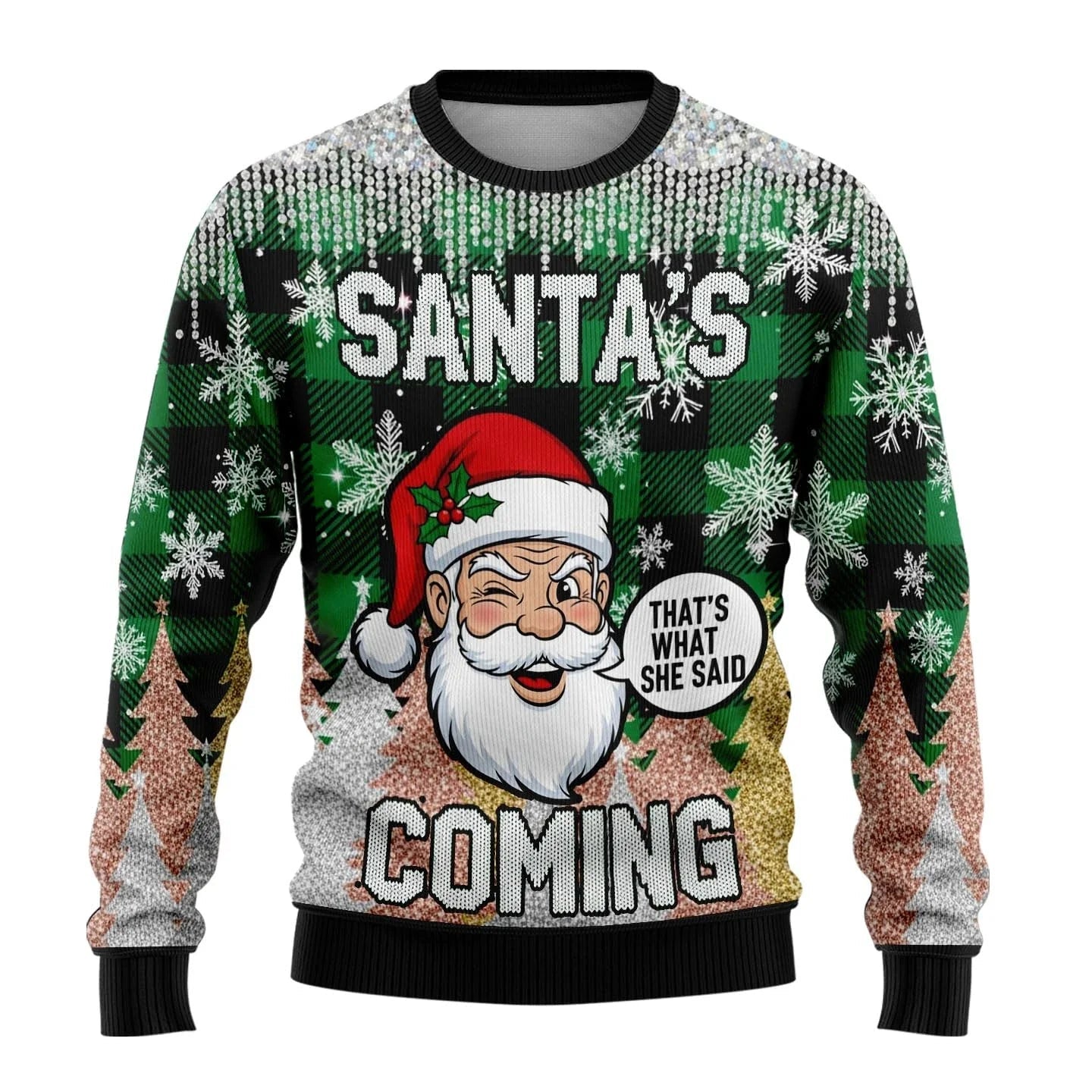 Men’s Knitted Christmas Jumper With Santa Print | Festive - Mason Luxor