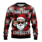 Men’s Knitted Christmas Jumper With Santa Print | Festive - Mason Luxor