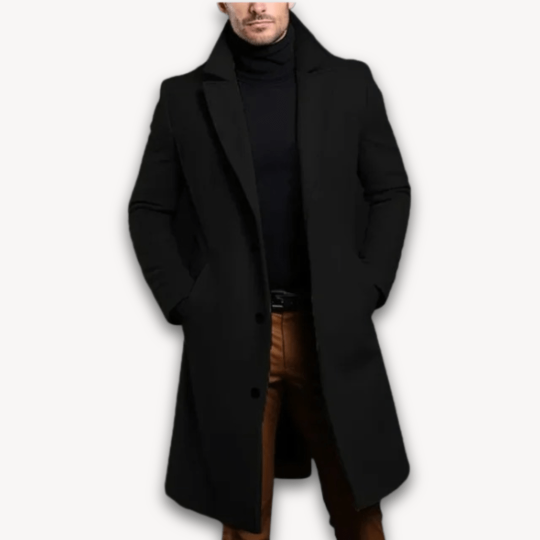 Men’s Long Overcoat with Lapel Collar | Long - Mason Luxor
