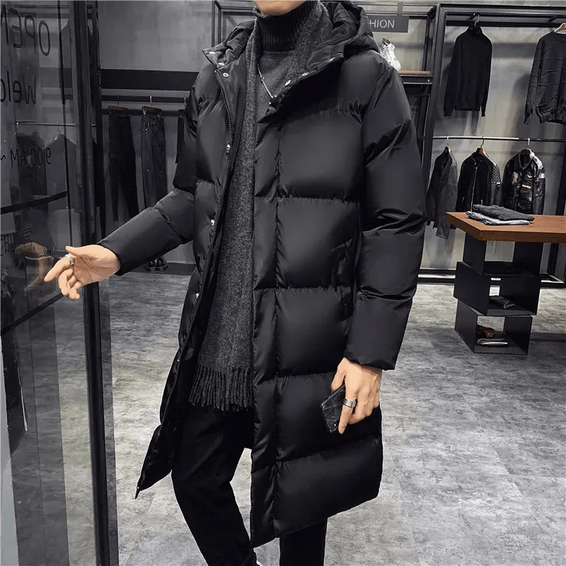 Men’s Long Puffer Jacket With Stand Collar | Winter - Mason Luxor