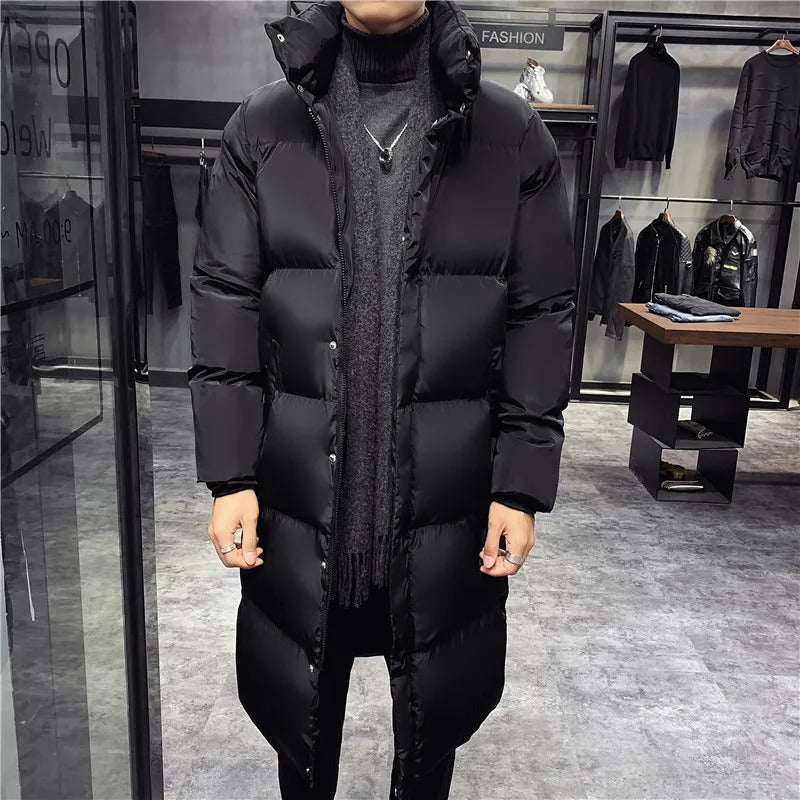 Men’s Long Puffer Jacket With Stand Collar | Winter - Mason Luxor
