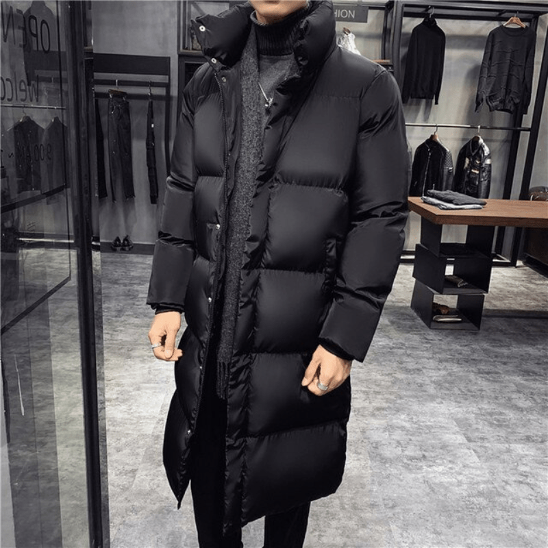 Men’s Long Puffer Jacket With Stand Collar | Winter - Mason Luxor