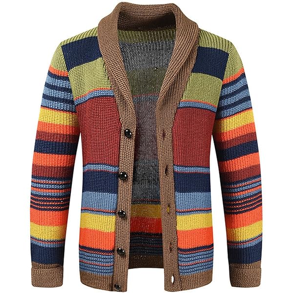 Men’s Multicolour Cardigan With Stripe Pattern | Knit - Mason Luxor
