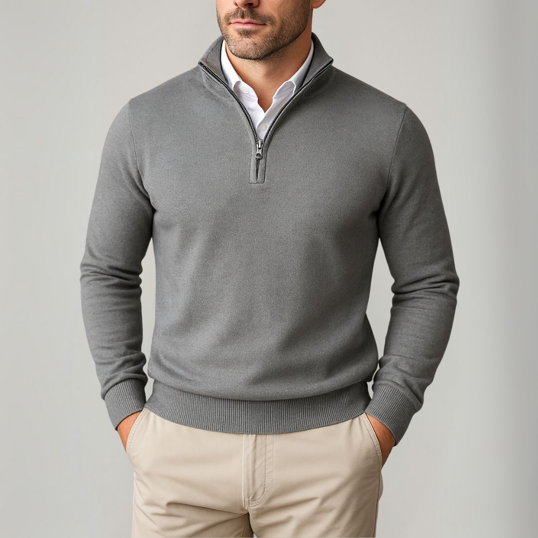 Men’s Quarter Zip Jumper With Stand Collar | Classic - Mason Luxor