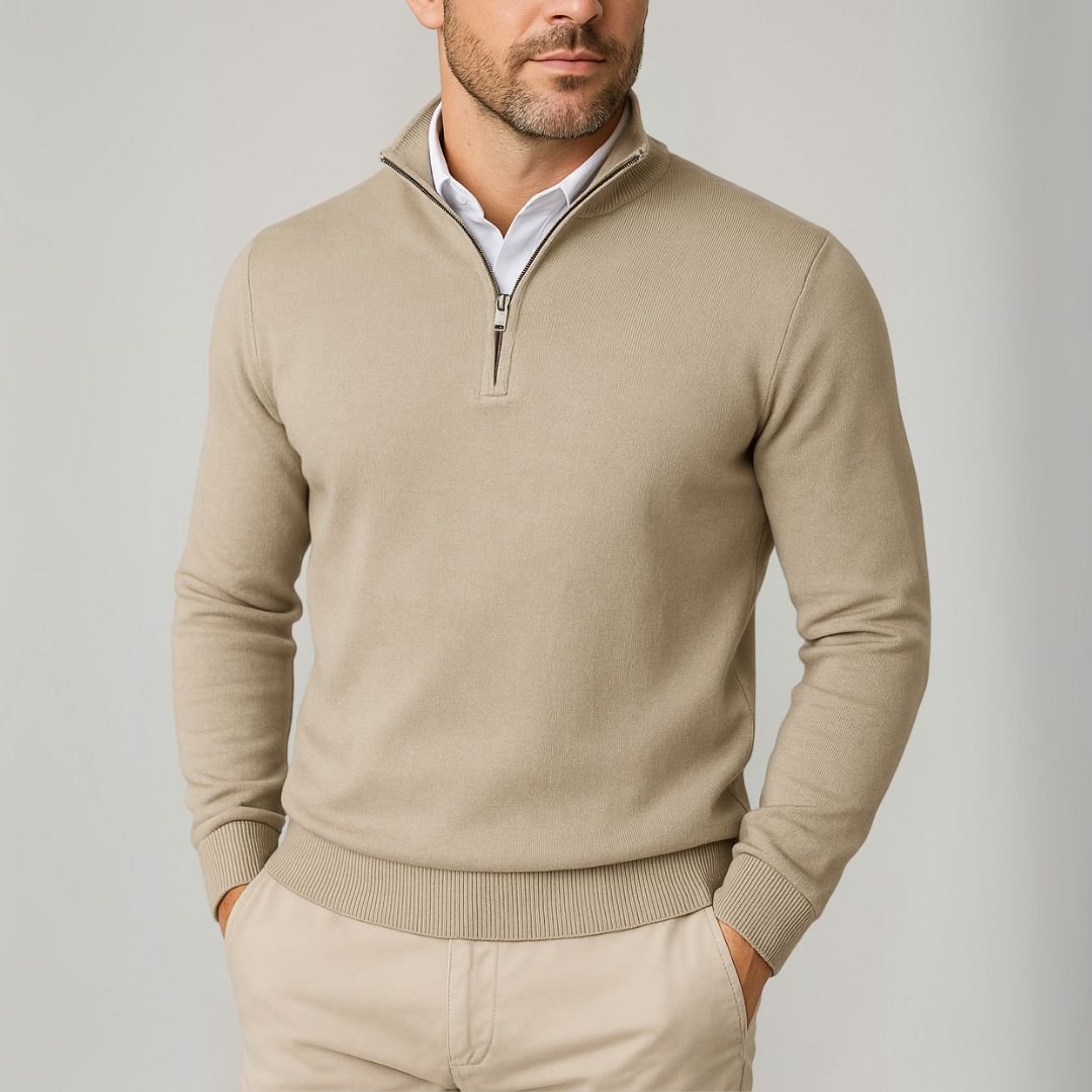 Men’s Quarter Zip Jumper With Stand Collar | Classic - Mason Luxor