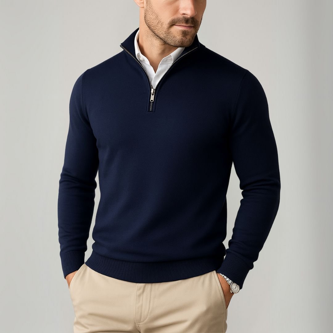 Men’s Quarter Zip Jumper With Stand Collar | Classic - Mason Luxor