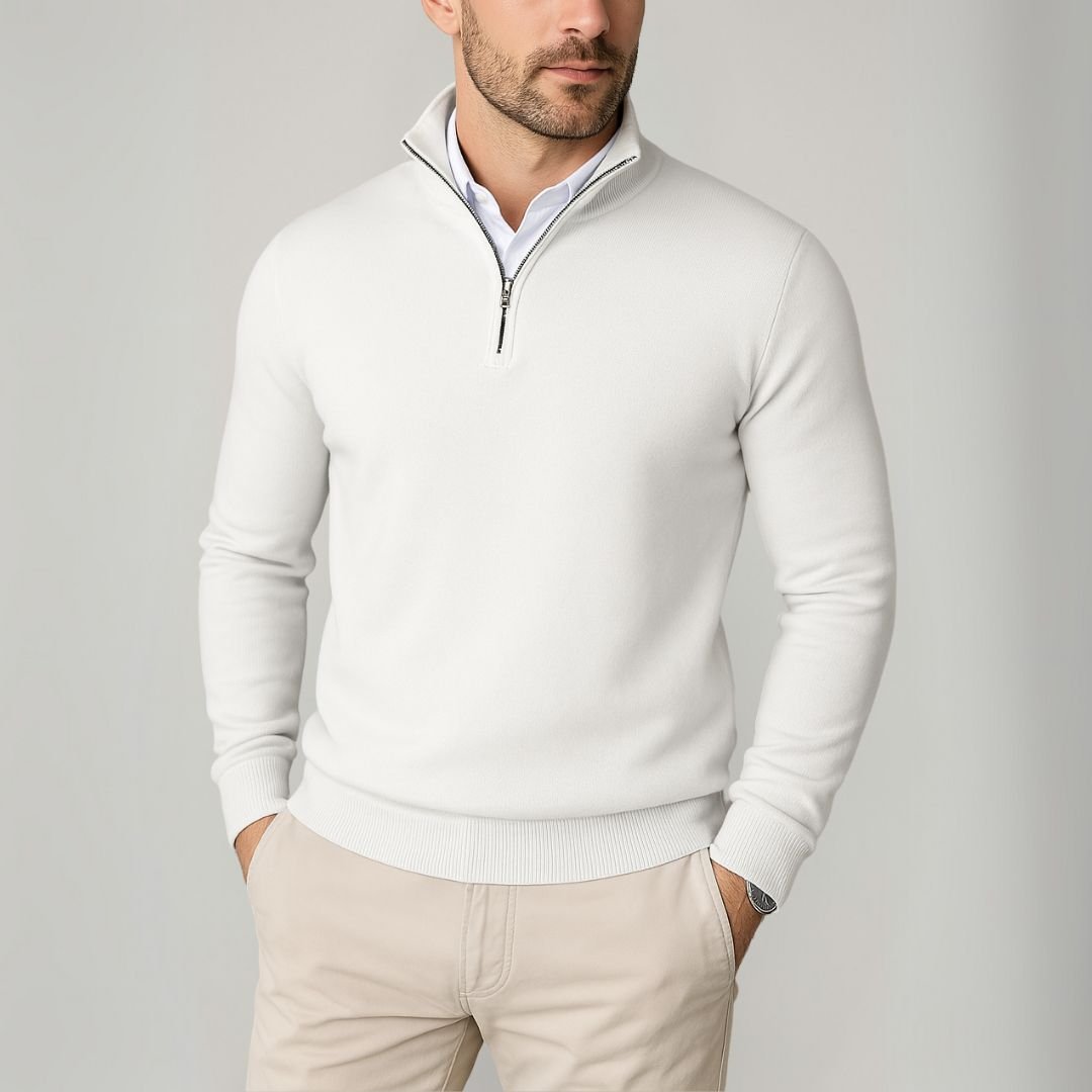 Men’s Quarter Zip Jumper With Stand Collar | Classic - Mason Luxor