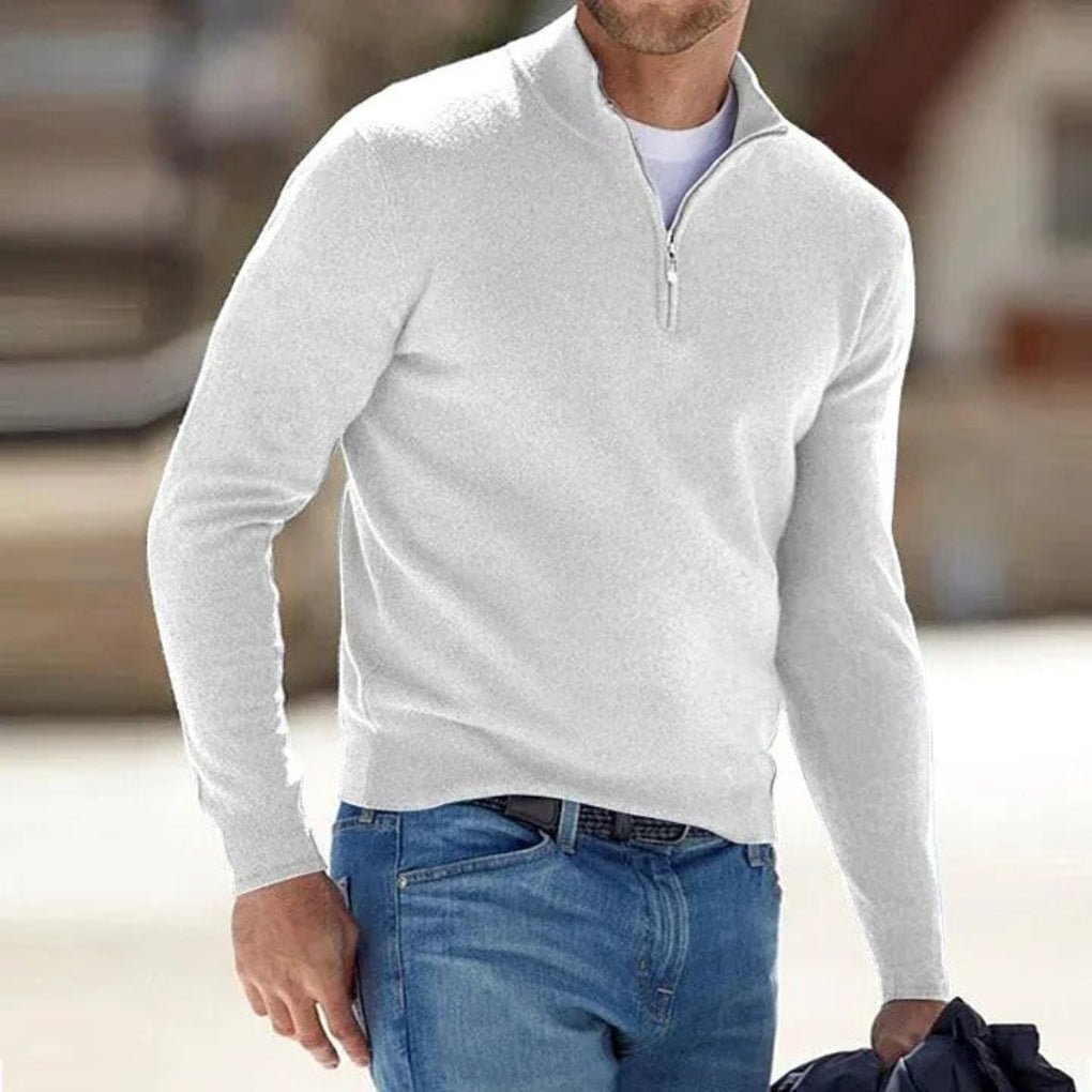 Men’s Quarter Zip Sweater With High Collar | Casual - Mason Luxor