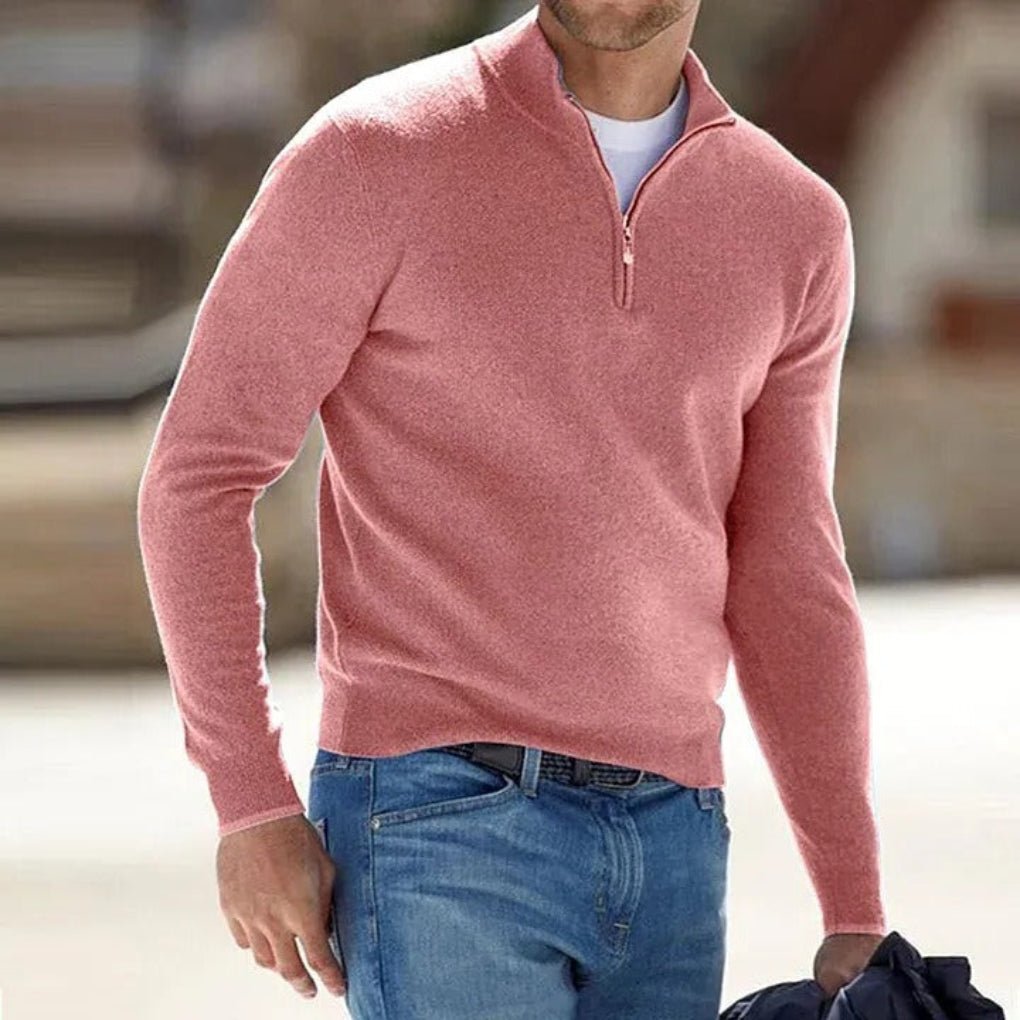 Men’s Quarter Zip Sweater With High Collar | Casual - Mason Luxor