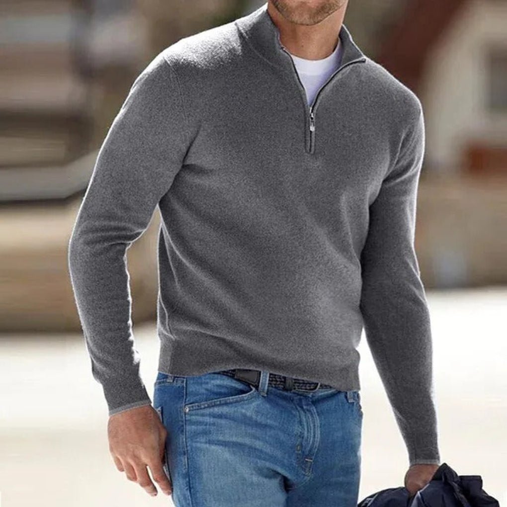 Men’s Quarter Zip Sweater With High Collar | Casual - Mason Luxor