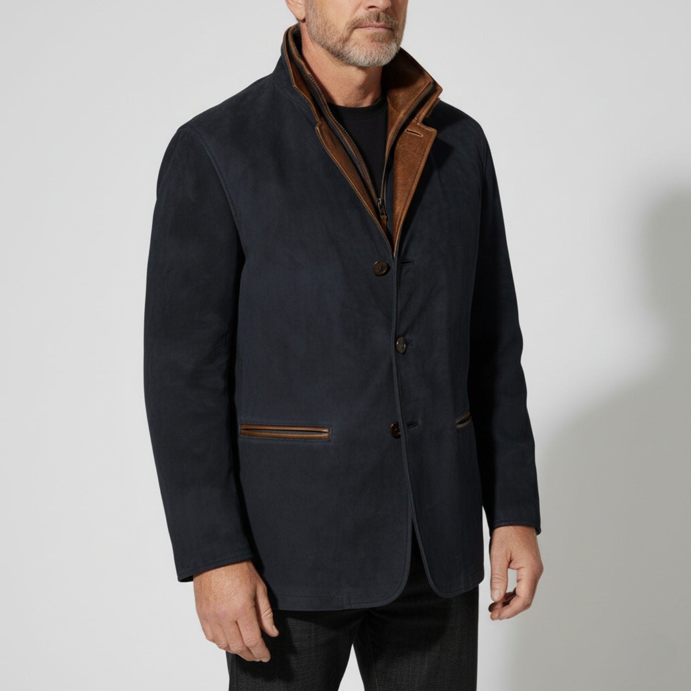 Men’s Suede Jacket With Button Front | Casual - Mason Luxor