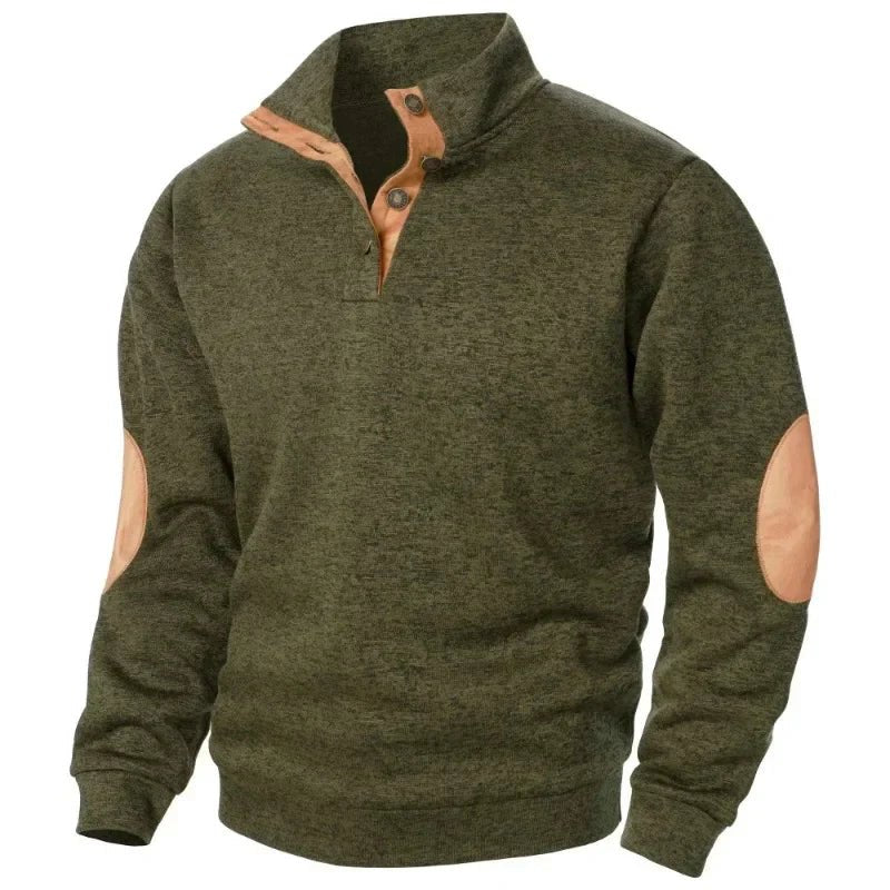 Men’s Sweatshirt With Button Collar | Longline - Mason Luxor