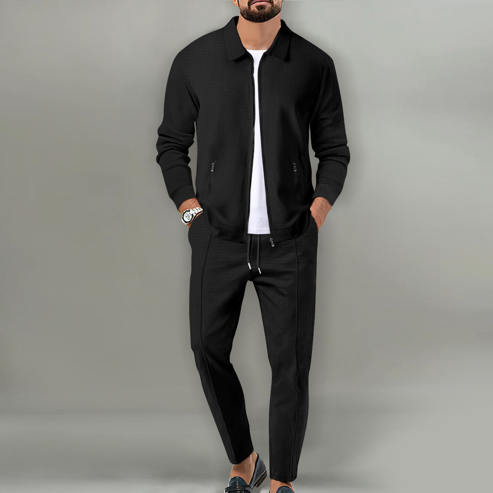 Men’s Tracksuits With Textured Zip Jacket | Set - Mason Luxor