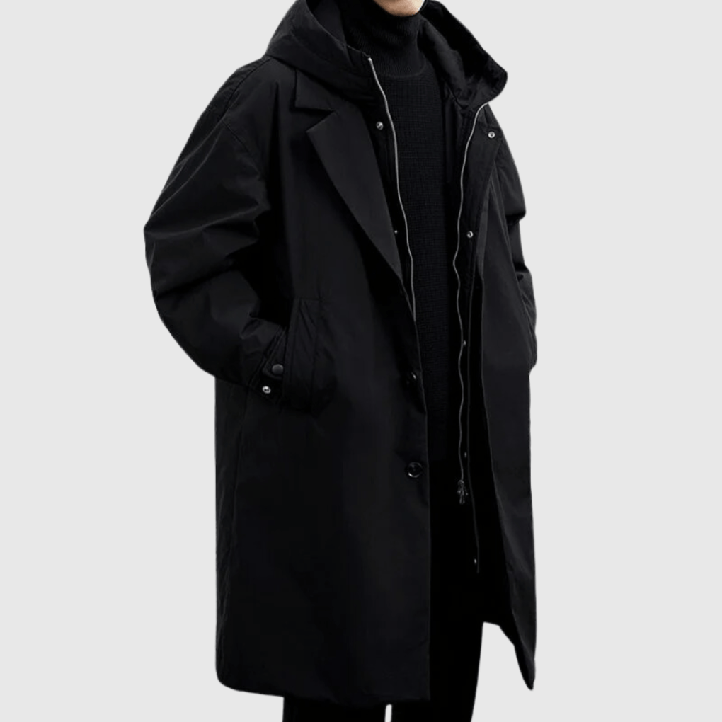 Men’s Winter Trench Coat with Faux Fur Lining | Long - Mason Luxor