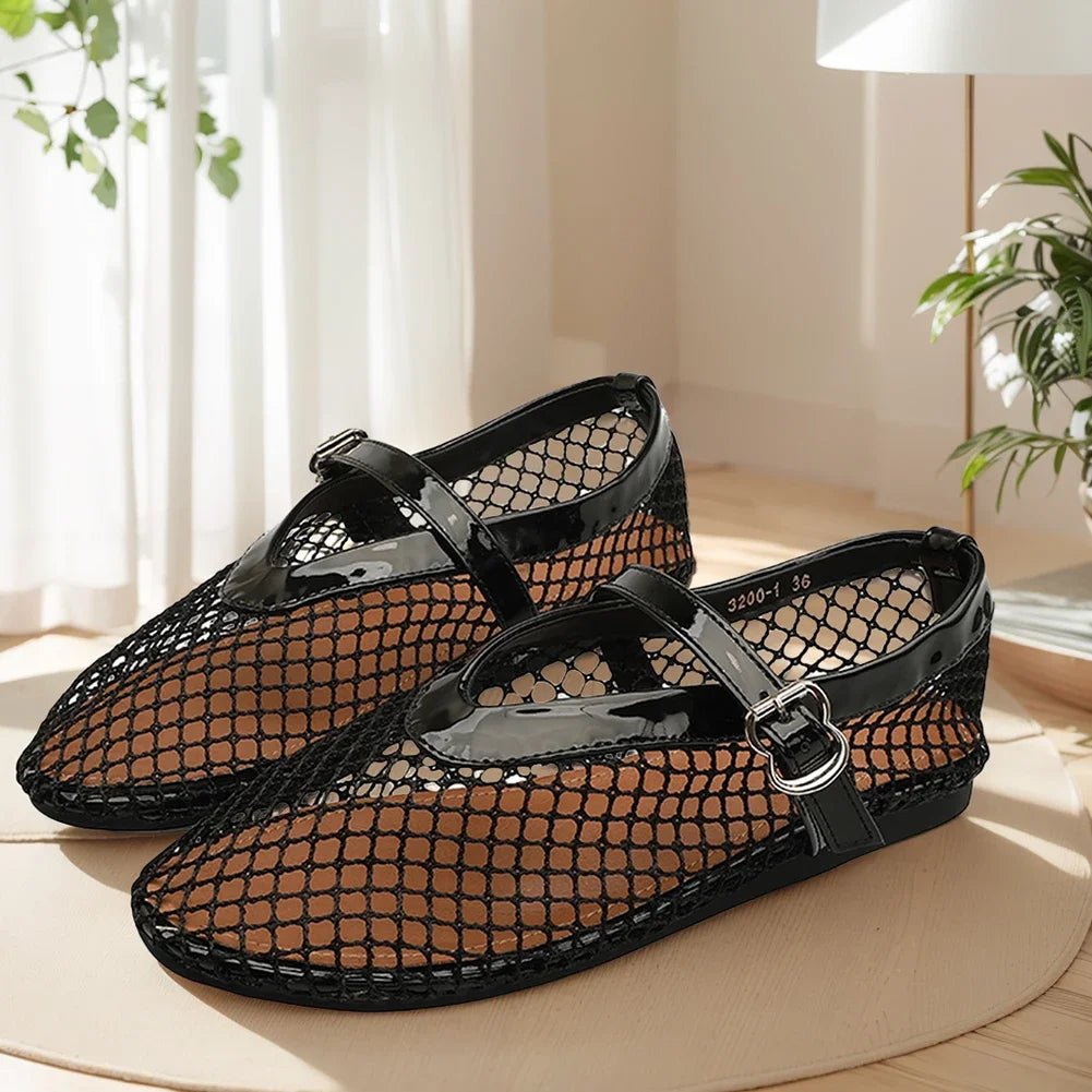Mesh Ballet Flats – Stylish Mary Jane Net Shoes for Women - Mason Luxor