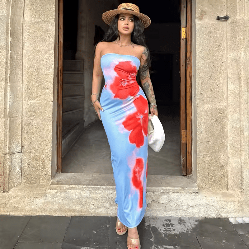 Nova | Strapless Tie - Dye Maxi Dress – Summer Glow - Mason Luxor