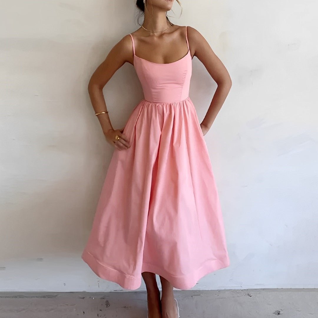 Sleeveless Cotton Midi Dress – Soft Fit & Flare Summer Style - Mason Luxor