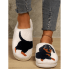 Unisex White Slippers With Dog Design | Indoor - Mason Luxor