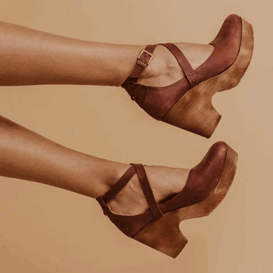 Valen | Women’s Leather Wedge Heels – Closed Toe & Strap - Mason Luxor