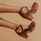 Valen | Women’s Leather Wedge Heels – Closed Toe & Strap - Mason Luxor