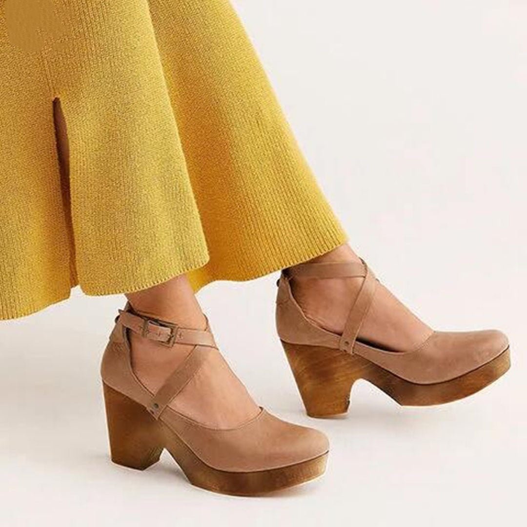 Valen | Women’s Leather Wedge Heels – Closed Toe & Strap - Mason Luxor